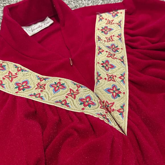 VANITY FAIR PETITES Vintage Half Zip Up Long Sleeve Winter Nightgown Robe Size M - Picture 7 of 8